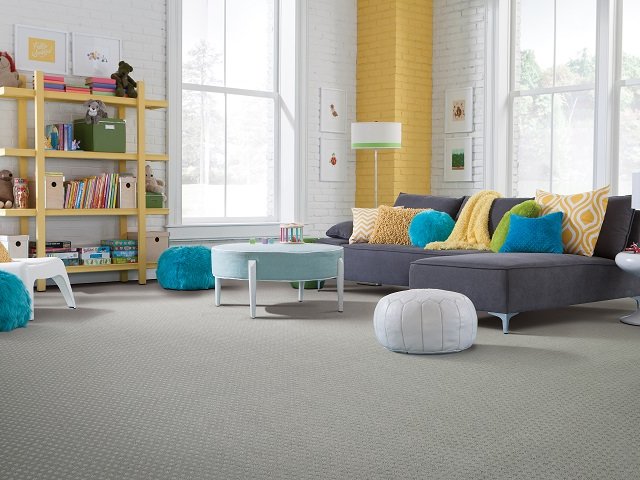 Kids friendly living room with low pile carpet